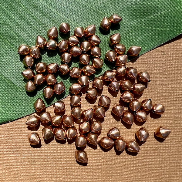 Nepal Copper Small Bi-Cone Beads - 12 Pieces