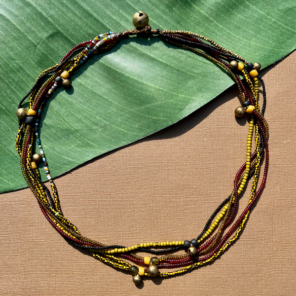 Short Akha Necklaces - Yellow & Red