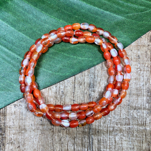 Vintage Orange White and Clear Oval