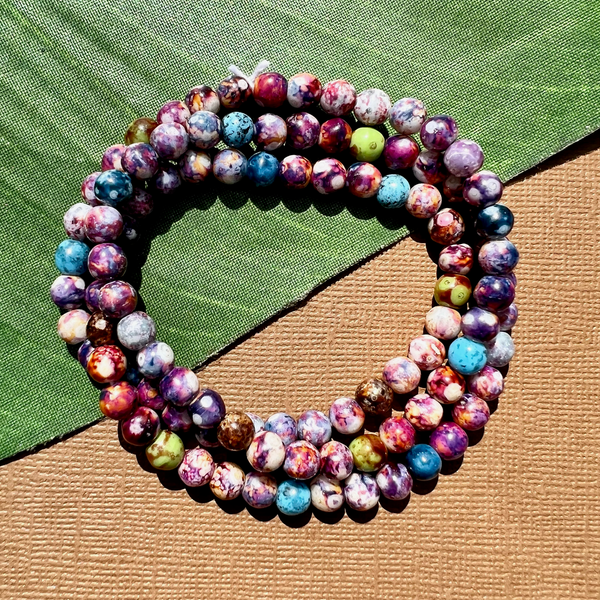 Picasso Rainbow 6mm Round Beads - 100 Pieces