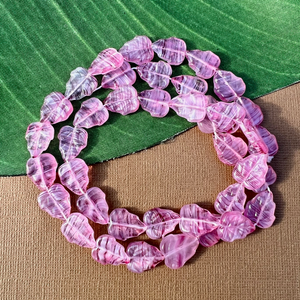 Pink Flat Leaf Beads - 50 Pieces