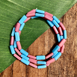 Pink & Blue Czech Rectangle Beads - 50 Pieces