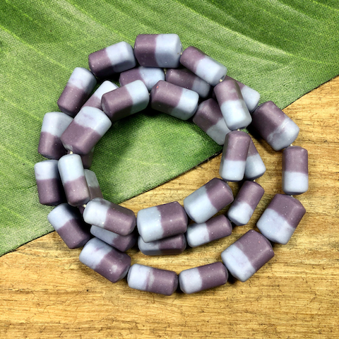 Purple Two Tone Rectangular Beads - 35 Pieces