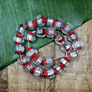 Japanese Red & Silver Foil Beads - 35 Pieces