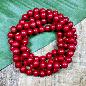 Round Red Wood Beads - 100 Pieces