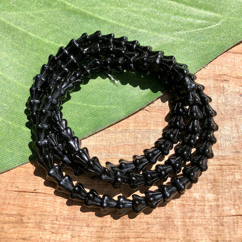 Black Small Flower Cap Beads - 100 Pieces