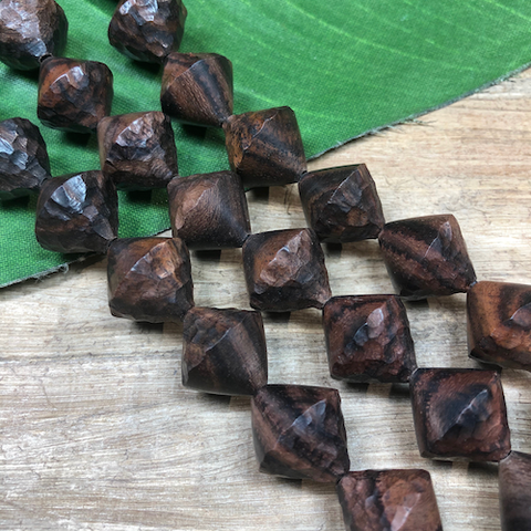 Hand Carved Sono Wood Bi-Cones - 9 Pieces
