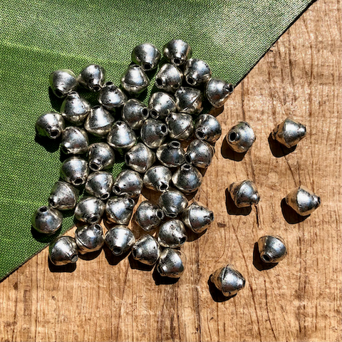 Hill Tribe Silver Plated Bi-Cone Beads - 1 Piece