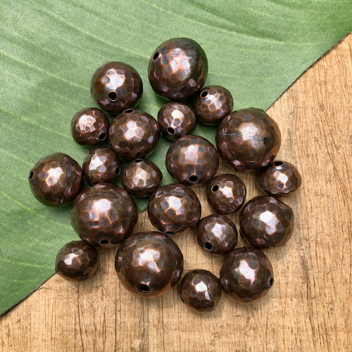Hill Tribe Copper 16mm Hammered Beads - 3 Pieces