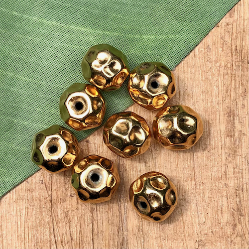 Gold Plated Golf Ball Beads - 1 Piece