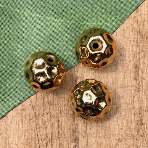Hill Tribe Gold Plated Golf Ball Beads - 1 Piece