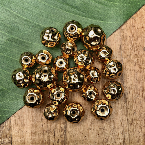 Hill Tribe Gold Plated Golf Ball Beads - 1 Piece
