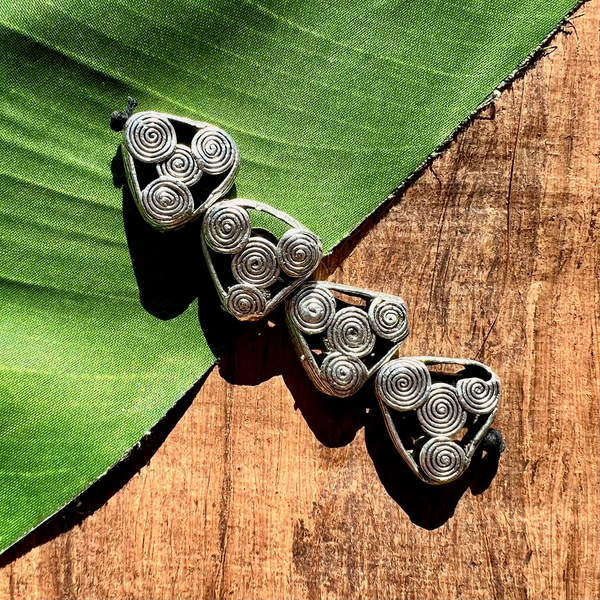 Silver Ghana Brass Triangles - 4 Pieces