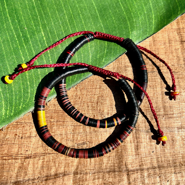 Black, Red, Yellow Vinyl Bracelets - Medium