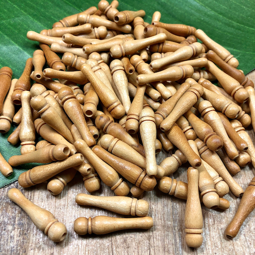 Candlestick/Bowling Pin Wood Beads - 60 Pieces