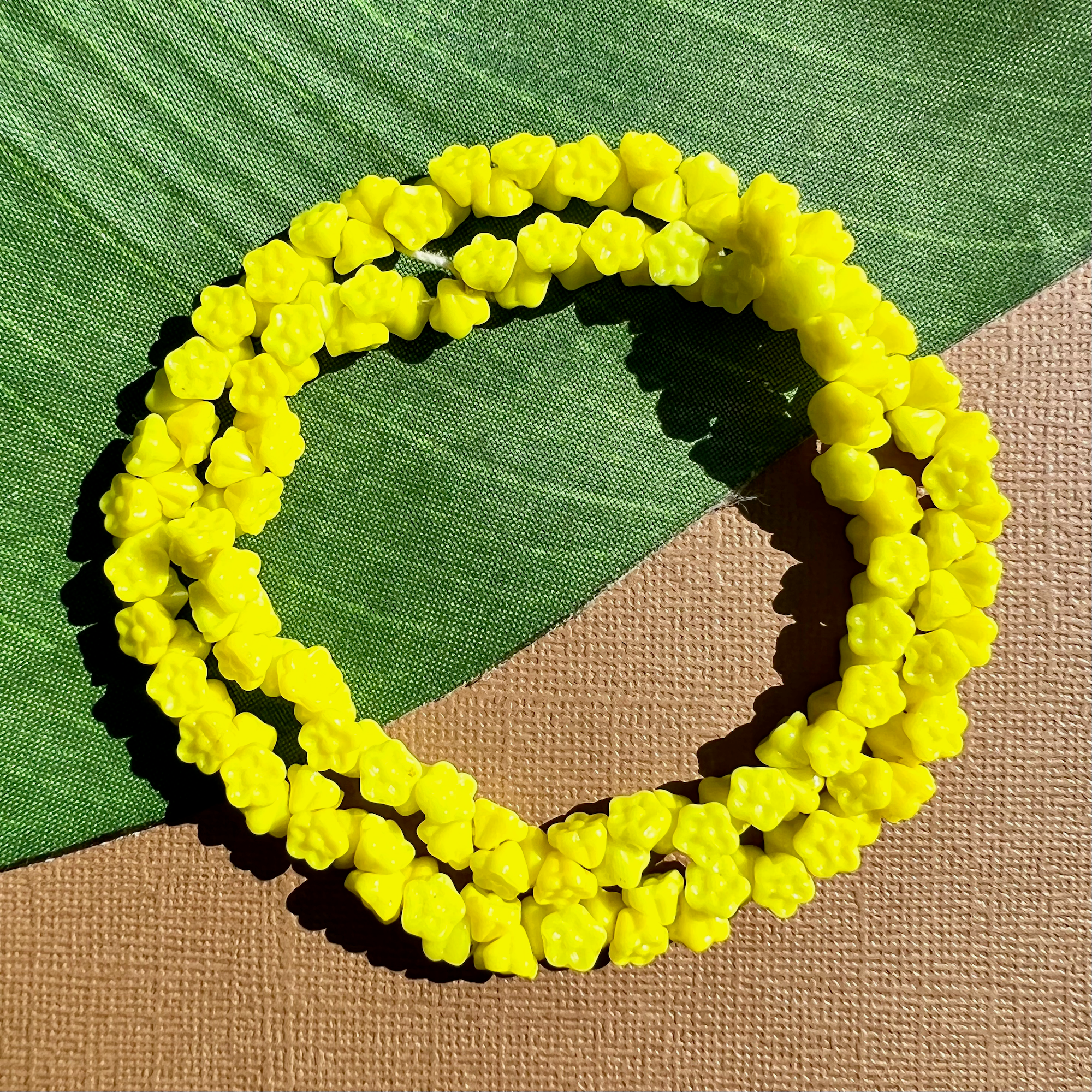 Yellow Flower Drop Beads - 150 Pieces