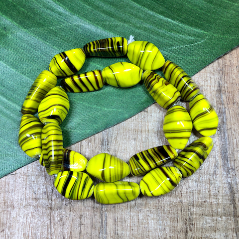 Yellow Organic Tubes with Black Stripes - 20 Pieces