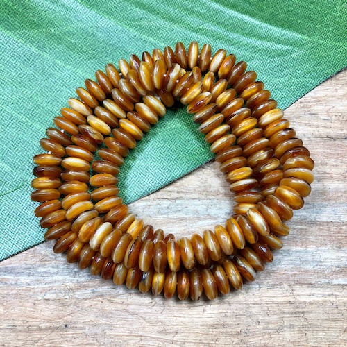 Brown & Cream Disc Beads - 100 Pieces