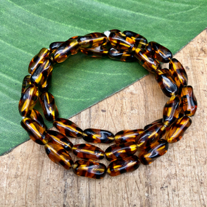 Amber Twisted Tube Beads - 40 Pieces
