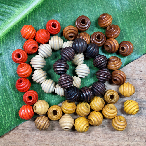 Bee Hive Wood Beads - 53 Pieces