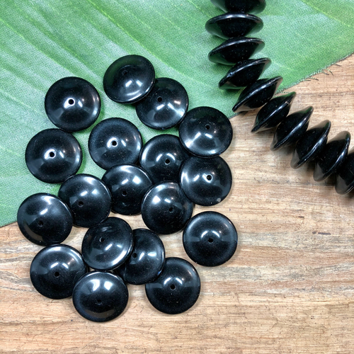 Black Saucer Beads - 33 Pieces