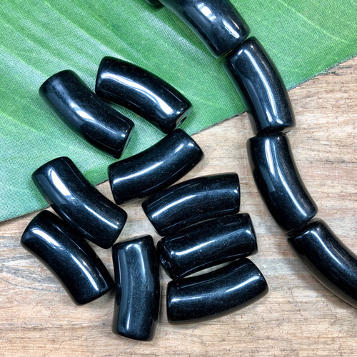 Black Vintage lucite curved elbow beads