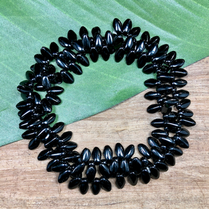Black Oval Drop Beads - 150 Pieces