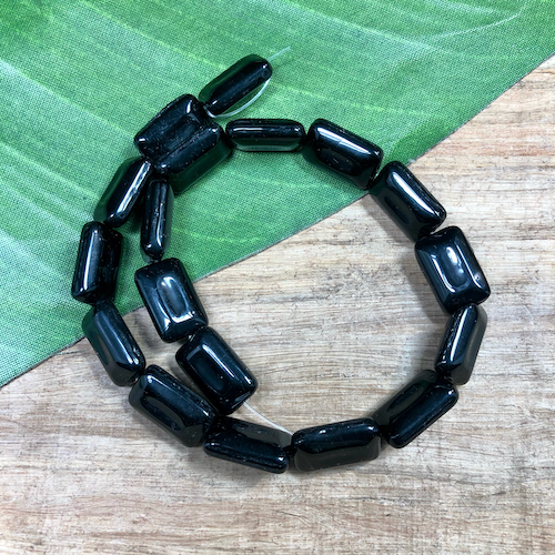 Black Chiclet Beads - 40 Pieces
