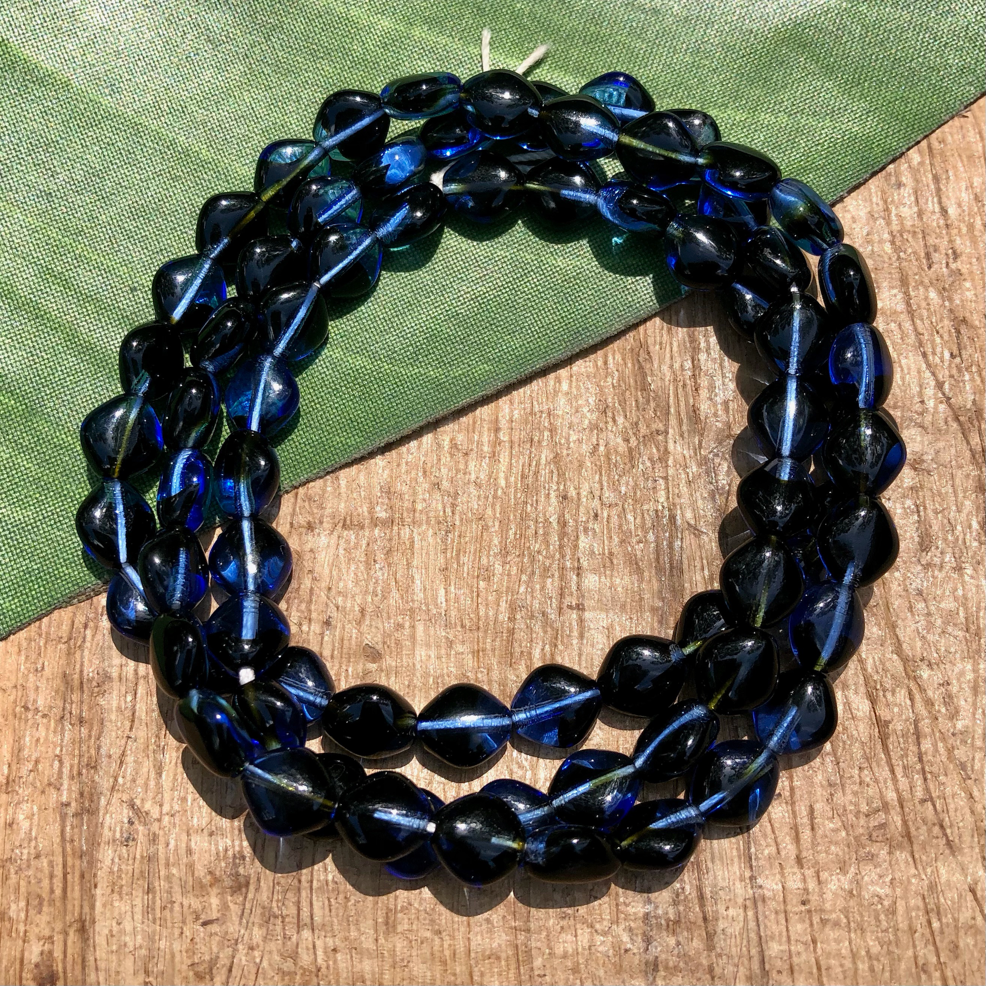 Blue & Black Soft Diamond Beads - 75 Pieces