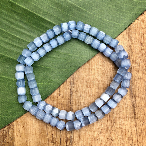 Light Blue Cornerless Cylinder Beads - 75 Pieces