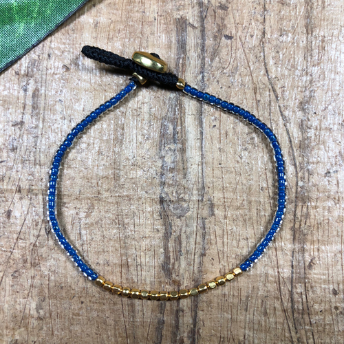 Blue Seed Beads & Gold Plated Beads