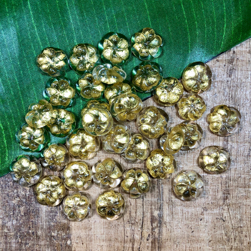 Gold Glass Cabochons - 10 Pieces