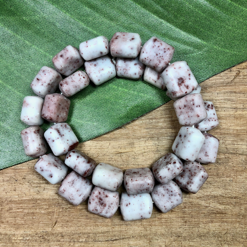 Cream & Brick Rectangular Beads - 30 Pieces