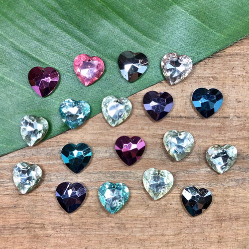 Colorful Crystal Hearts - 15 Pieces