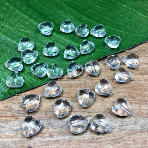 Small Faceted Crystal Hearts - 50 Pieces