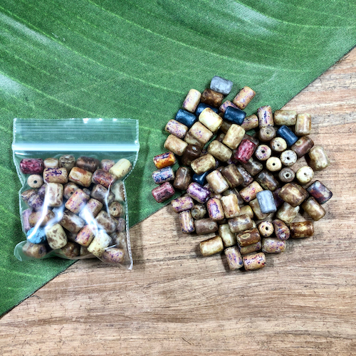 Picasso Brown Mix Tube Beads - 50 Pieces