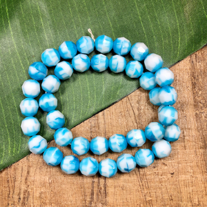 Blue & White Faceted Beads - 40 Pieces