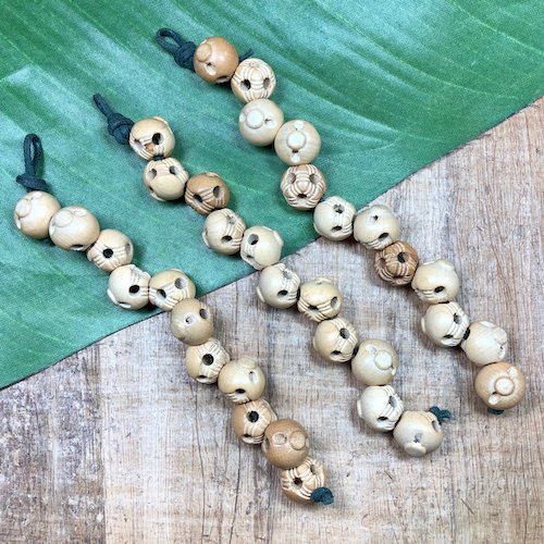 Funky Wood Round Beads - 11 Pieces