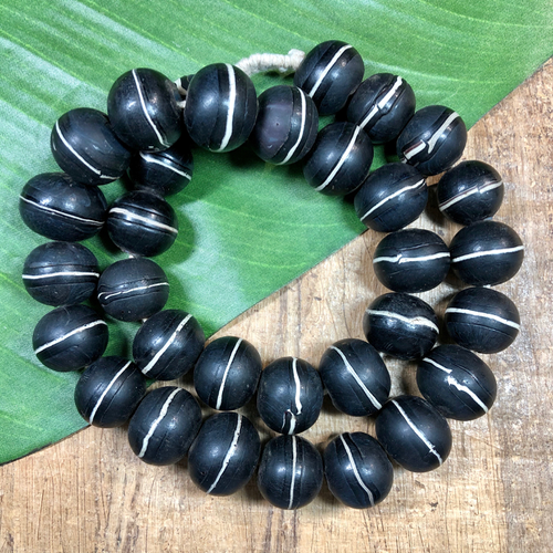 Black Glass Beads - 5 Pieces