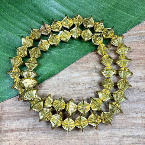 Gold Fluted Bi-Cone Beads - 50 Pieces