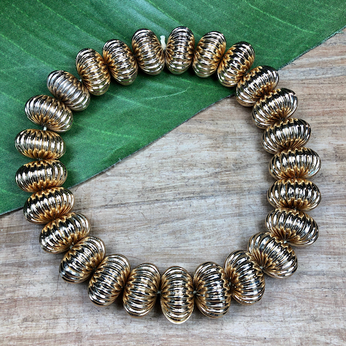 Brass Ribbed Melon Beads - 25 Pieces