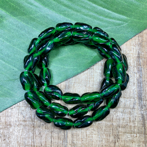 Green Twist Rectangle Beads - 40 Pieces