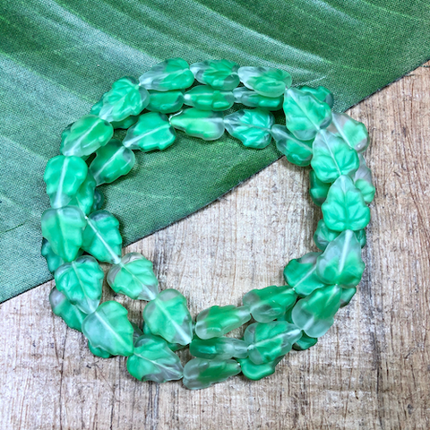 Green & Clear Matte Glass Leaves - 50 Pieces