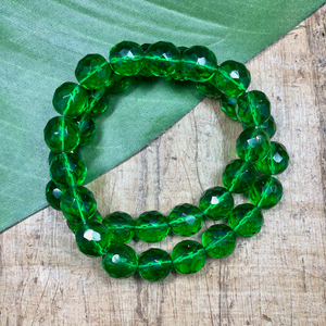 Green Faceted Rounds - 35 Pieces
