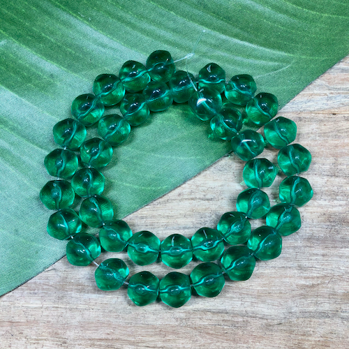 Green Organic Round Beads - 30 Pieces