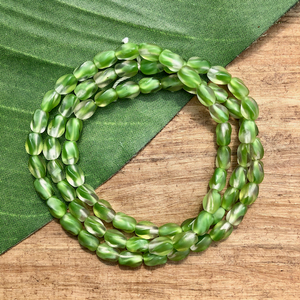 Green Twisted Rectangle Beads - 75 Pieces