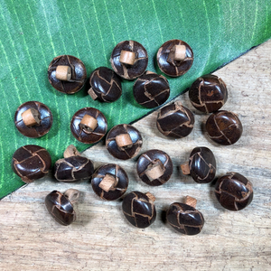 Dark Brown Leather Shank Buttons - 10 Pieces