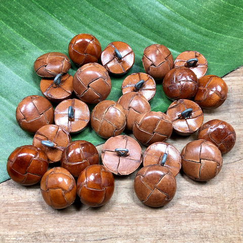 Light Brown Leather Shank Buttons - 10 Pieces