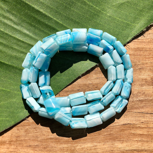 Blue Czech Chiclet Beads - 50 Pieces