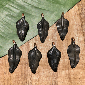 Small Wood Leaf Pendants - 3 Pieces
